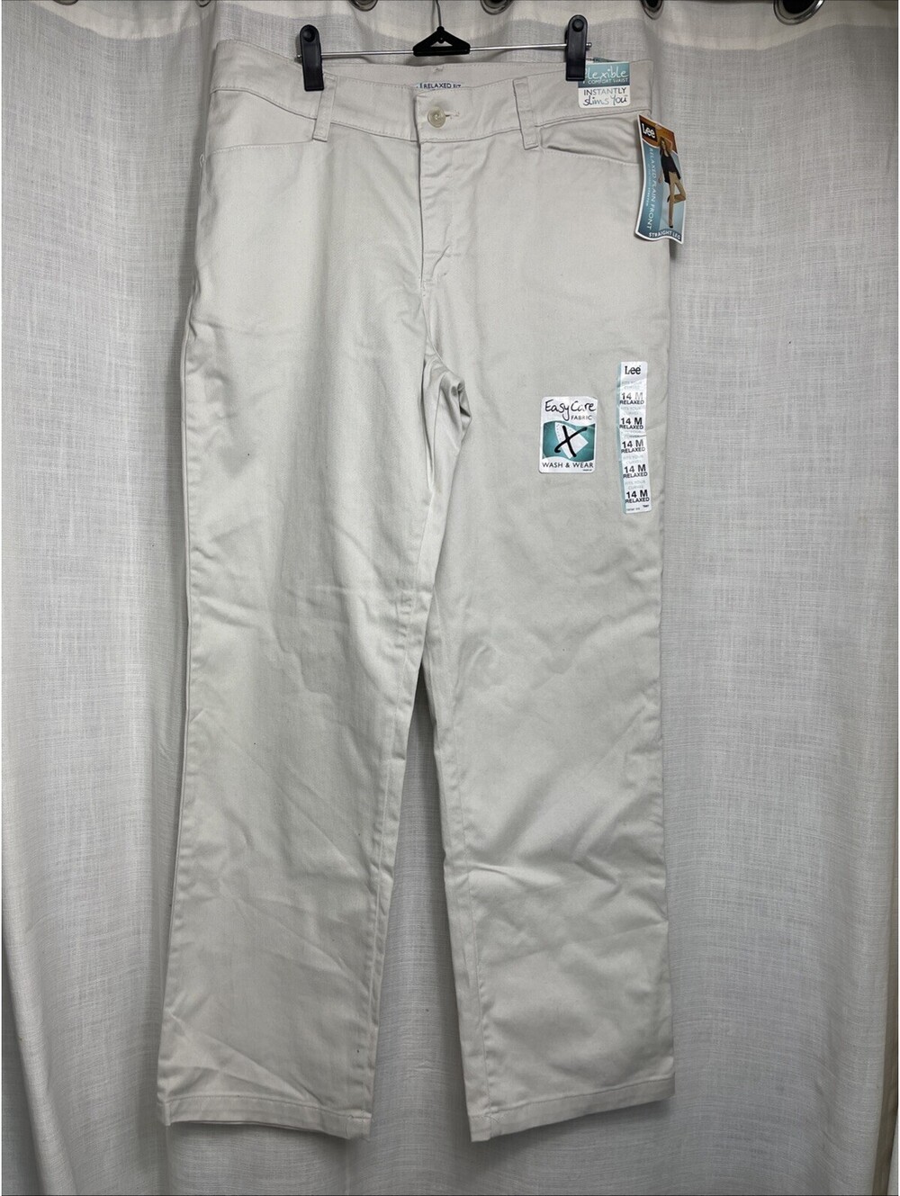 Lee Relaxed Fit Plain Front Straight Leg Women’s Khakis 14